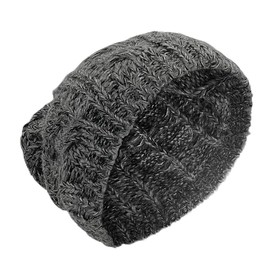 i-Smalls Men's Slouch Winter Beanie Hat Lined Cable Knit Stretchy Hat Grey