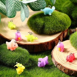 Landical 50 Pcs Mini Charms Miniature Resin Tiny Pendants Colorful Resin Jewelry Making Charms for Christmas DIY Gifts Earring Bracelet Necklace Keychains Crafts Making Decors (Dinosaur)