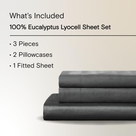 Sijo AiryWeight Tencel Sheet Set, 100% Lyocell Derived from Eucalyptus, Buttery Soft, Architectural Digest 2022 Best Cooling Sheets Winner - 3pc - 2 Pillowcases 1 Fitted (Storm, Queen)