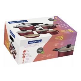 Tramontina Juego de utensilios de cocina rojos antiadherentes Tramontina Turim de 6 piezas