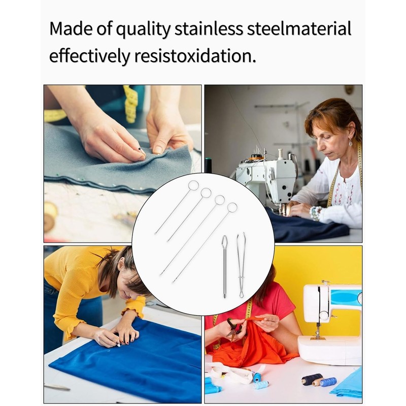 ZAMXHUG 6 Pieces Pull-Through Needles – Sewing Loops Reversible Hooks,