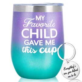 80UncleKimby Mothers/Fathers Day Gifts：My Favorite Child Gave Me This Insulated Tumbler, Keychain for Mom, Wife from Daughter, Son, Kids, Birthday Gift Presents for Dad