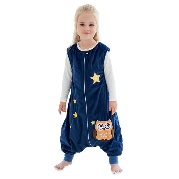 COOKY.D Unisex Sleeveless Newborn Baby Boys Girls Zip Sleeping Bag with Feet Cute Kids Nursery Bedding Wearable Blanket, 5-6 Years, Dark Blue Owl