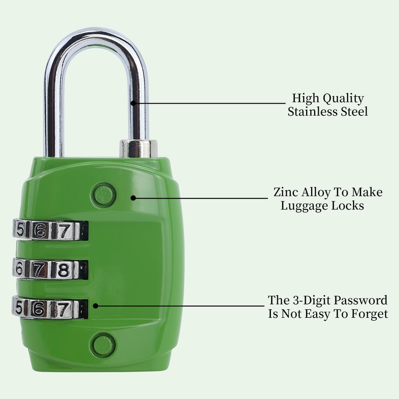Lock with Combination Code, 6 Packs 3 Digit Anti-Rust Weatherproof