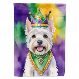 Caroline's Treasures DAC4901GF Westie King of Mardi Gras Garden Flag Mailbox Flag Decorative Yard Flag Banner Outside Patio Artwork Yard Flower Beds, Garden Size, Multicolor