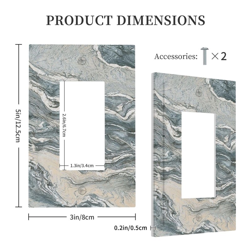 Marble Seas Metallic Blue Ceramic Tile Print Decorative Outlet Covers