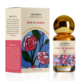 Rose of Sharon Anointing Oil 9ml (0.3 fl oz.)| Blessings from The Holy Lands | Blessed Olive Oil from Jerusalem with Biblical Spices | Natural Ingredients | Holy Oil for Prayer and Protection