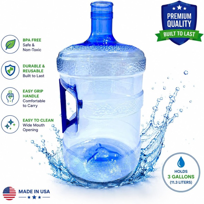 EcoForm 3 Gallon Water Jug with Silicone Cap - Reusable