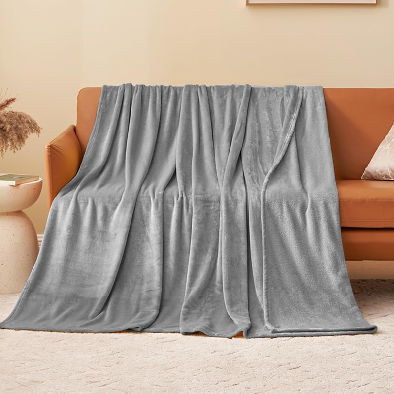 Aisbo Cuddly Blanket, Fluffy Fleece Blanket, Warm Sofa Blanket, Grey,