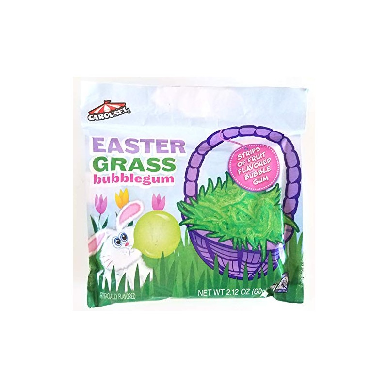 Carousel (1 Pack) Easter Grass Bubblegum Fruit Flavored Bubble Gum