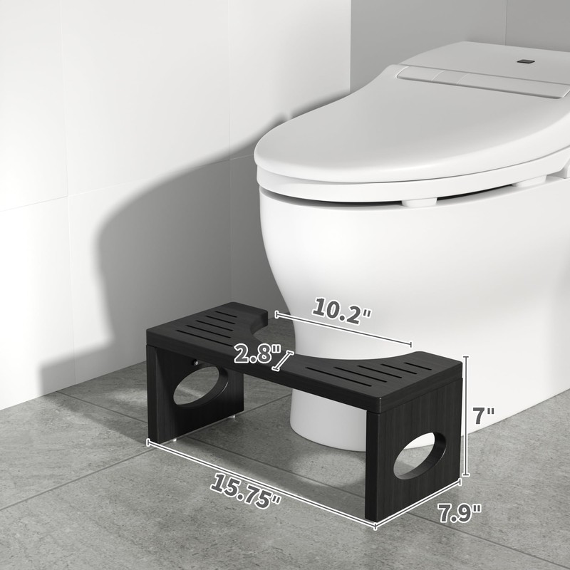 ROMGUAR CRAFT 7 Inch Bamboo Toilet Stool, Foldable Poop Stool,