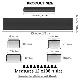 IYARKAI 12 Pack Satin Table Runner 12 x 108 Inch Black Long Satin Table Runners for Wedding Banquet Graduations Birthday Party Decoration