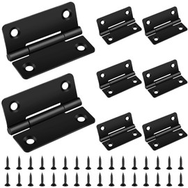 Pack of 8 Foldable Hinges, Bolatus 50 x 39 mm Hinge Stainless Steel Door Hinges for Wooden Doors, Cabinets, Window, Door Hinge Set with 32 Screws, Black