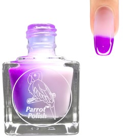 Parrot Polish Thermal Color Changing Nail Polish, Purple to Nude Pink Quick Dry Lacquer, Temperature Change Nail Enamel, Arauna, 0.5 Fl Oz