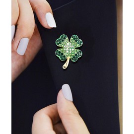 GFM BRCH-Clover-DMT-SML-HR Four Leaf Clover Enamel S Metal Brooch, Metal