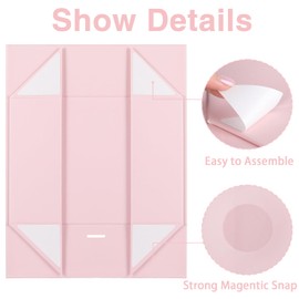 5 Pack Gift Boxes,10.5x7.5x3.5 Inch Magnetic Gift boxes for Presents with Lids Magnetic Closure Rectangle Collapsible for Christms,Mother's Day, Birthdays, Bridal Gifts,Weddings wraps gift(Pink)