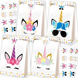 BQN 24Pcs Unicorn Candy Bags Unicorn Goodie Bags Unicorn Party Favor Bags Unicorn Unicorn Gift Bags Birthday Decorations for Girls Unicorn Party Supplies