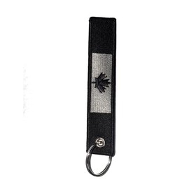 Premium Canada Flag Keychain Double Sided Embroidered Fabric Keychain Ring Key Chain Aviation ATV UTV Motorcycle (Black)