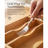 GAMYPET Expandable Bamboo Silverware Drawer Organizer – Adjustable 33" Wide