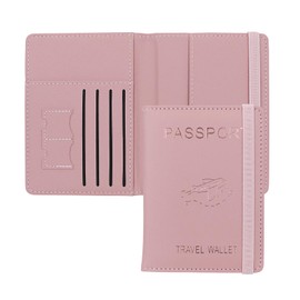 AfitLulu PU Passport Holder for Travel, RFID Multi Slot Passport Wallet with SIM Card Slot and Strap Design, Lightweight Multifunctional Travel Wallet (Pink)