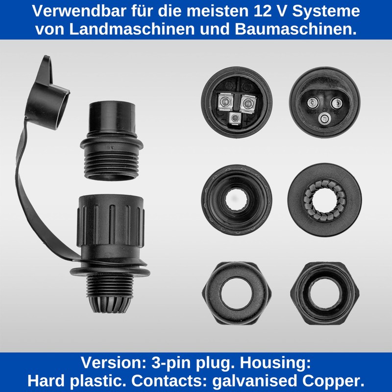3 Pin Adapter Plug, 1 Piece, Hard Plastic Housing, 3