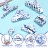 Juinte 6 Pcs Blue and White Chinoiserie Porcelain Hair Claw