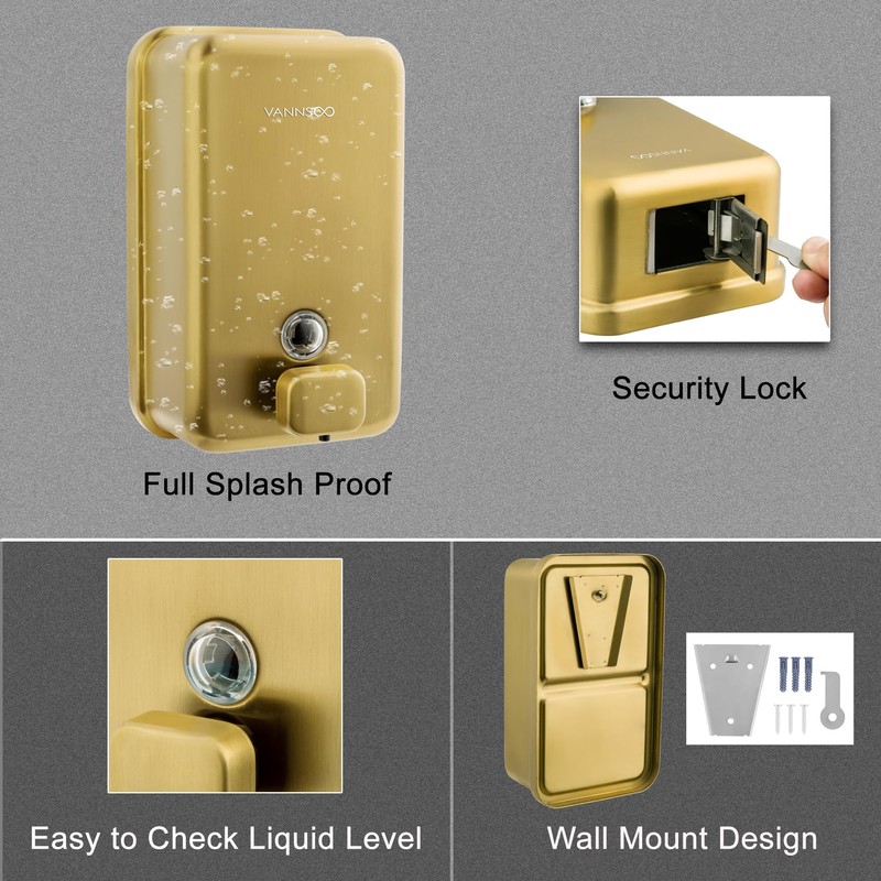 VANNSOO Wall Mounted Hand Soap Dispenser Bathroom, 1200ml 40oz Commercial