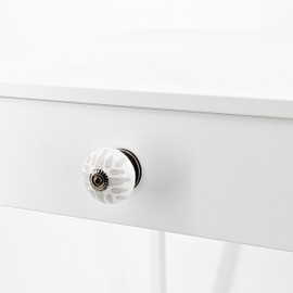 Knober Furniture Knob Ceramic Stainless Steel M3 Galvanised Thread White Embossed Ornament Star Antique