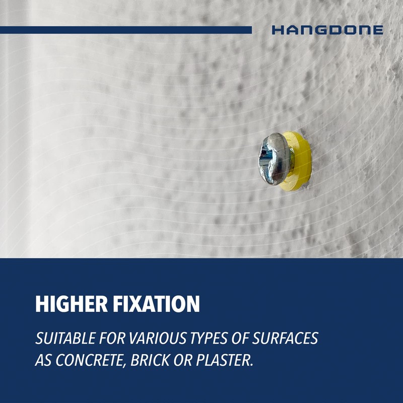 HANGDONE Ribbed Wall Anchors #4-#6 7/8-Inch with Screws 100-Pack, Yellow,