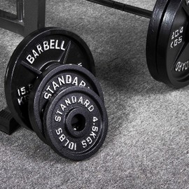 Fitvids Olympic 2-Inch Cast Iron Plate Weight Plate for Strength Training and Weightlifting, Vintage Style, 45LB Set