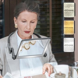 Bstsilver Large LED Hands-Free Page Magnifier 3X w/Detachable GooseNeck Bracket | Eye Care 3 Color Light &Anti-Glare Lens to Reduce Eye Strain-for Reading, Craft, Knit, Needlework, Low Vision Senior