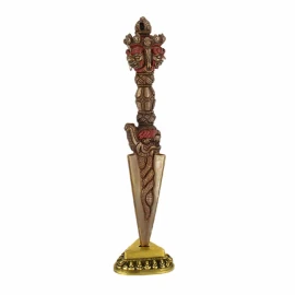 7" Vintage Oxidized Copper Phurba with Stand