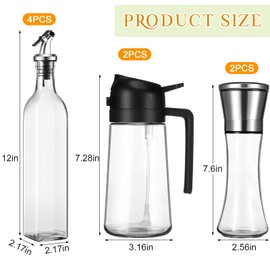 Reallnaive 4 Pcs Olive Oil Dispenser Bottle, 2 Pcs 2 in 1 Olive Oil Dispenser and Oil Sprayer, 2 Pcs Salt Grinder with Funnel, Pen and Kitchen Label for Kitchen