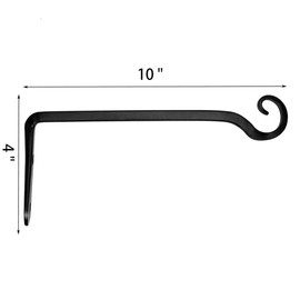 2 Pack Metal Wall Hooks,Plant Basket Bracket Hook Hanger, 10 in Heavy-Duty Metal Hooks Holders for Hanging Lanterns, Bird Feeder, Flower Basket,Wind Chimes Decor