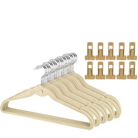 Dead Sea Spa Care Black Velvet, Non-Slip, Slim Clothes Hangers, Closet Organizers, Space Saving, Organizational, Cascading Hangers in Black- Pack 60 with 10 Pant Clips Space Saving Cascading