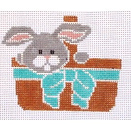 Cat's Cradle Bunny in Basket Easter Hand Painted Needlepoint Canvas