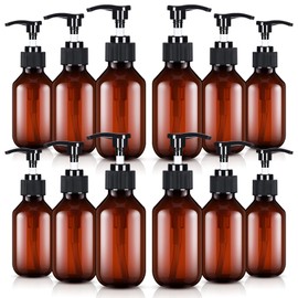 Tessco for you 12 Pack Amber Soap Dispenser Empty Plastic Pump Bottles Dispenser Refillable Shampoo Container for Hand Sanitizer Soap Lotion Body Wash Conditioner Bathroom Kitchen Travel(3.4 Oz)