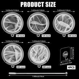 GZLFH Pack of 5 Food Strainer Filters, Fine Strainer with Stainless Steel Compatible Mesh Sieve Food for Filtering Juices and Milk (5 Specifications)