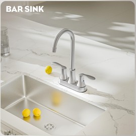 Phiestina Bar Sink Faucet 4 Inch Centerset Deck Mount,2 Hole Brushed Nickel Bar Faucets for Sink,Prep Sink Faucet, Commercial Utility Laundry Kitchen Sink Faucet,BARTY36-11H-BN