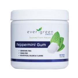 Evergreen Sweets Chewing gum -100 Pieces Jar - Natural Spearmint, Peppermint and Fruit Variety Pack Gum Made with Xylitol and Stevia - Sugar-Free, Aspartame Free and Vegan 3 Pack
