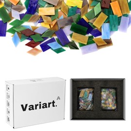 VARIART Mosaic Tiles 1600 Pcs/2Pounds,Stained Mosaic Glass Pieces，Glass Mosaic Tiles for Crafts，Home Decoration and DIY Enthusiasts. (Mix Rainbow-Big)