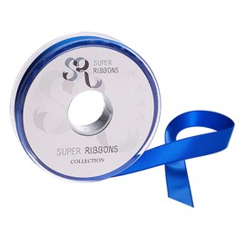 SR SUPER RIBBONS®™- Full Reel 6mm Double Faced Satin Ribbon, 20 Metres on Reel - Royal Blue
