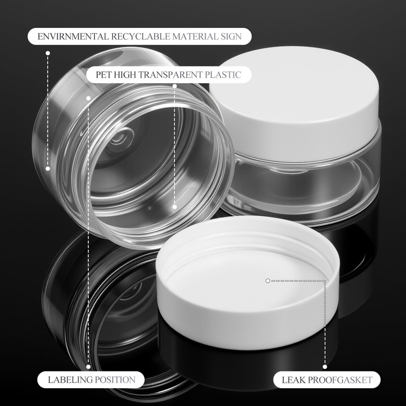 Patelai 60 Pcs 1 OZ Plastic Container Jars with Lids