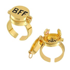 UEAVOID Pack of 2 Best Friends Forever Rings, Adjustable Open Cap Ring, Cute BFF Ring, Friendship Ring, Jewellery Gifts for Women Girls (Rotatable)