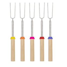MalloMe Marshmallow Toasting Forks Kit,32" Extendable Marshmallow Sticks for Fire Pit,Long Skewers for Toasting Marshmallows,BBQ Fork Camping Accessories(5Pack-Yellow/Orange/Rose red/red/Blue)