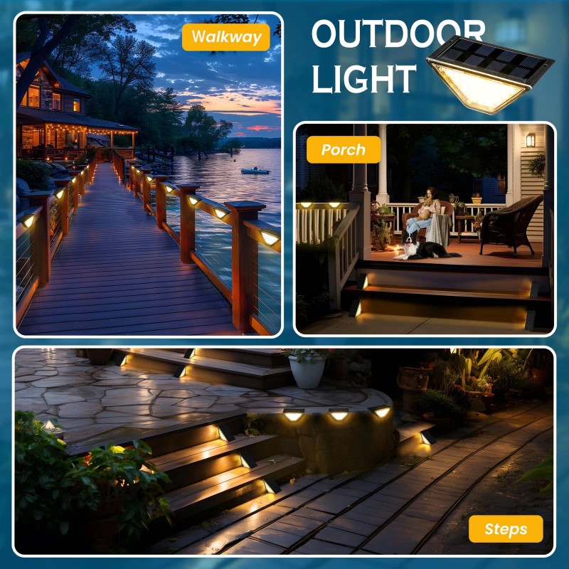 SOLPEX Solar LED Step Lights 24 Bright Warm White Waterproof