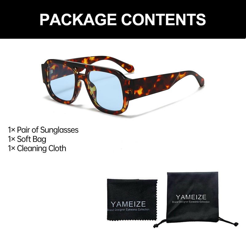 YAMEIZE Retro Style Double Bridge Pilot - Sunglasses for Women