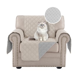 PrinceDeco Chair Cover Slipcover Water Resistant Couch Cover Washable Chair Cover Non-Slip Stay in Place Furniture Protector for Pets Dog Kids(Armchair Cover,Pale Oak)