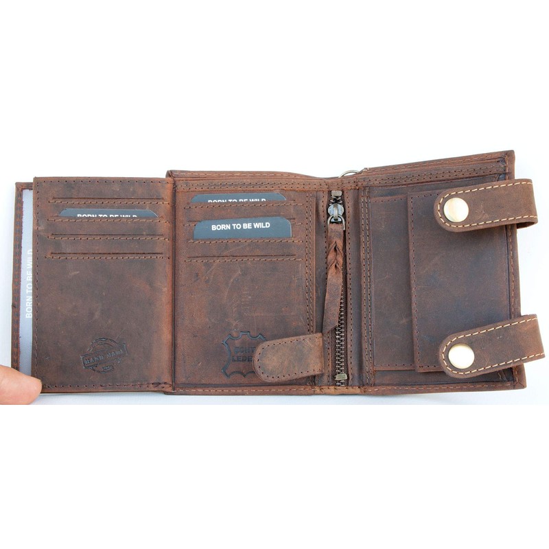 Born to be wild Men's Natural Genuine Leather Wallet with