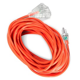 Extension Cord Outdoor 3 Prong 25 FT - 16/3 SJTW 3 Grounded Outlets Lighted Extension Cord Weatherproof Heavy Duty Flexible Extension Cable for Universal Use Household/Indoor/Outside Usage ETL Listed